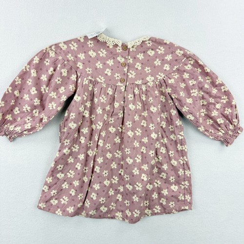 NEW Next Floral Dress and Tights Set Purple Long Sleeve Lace Collar 2-3 Yrs - Picture 7 of 7