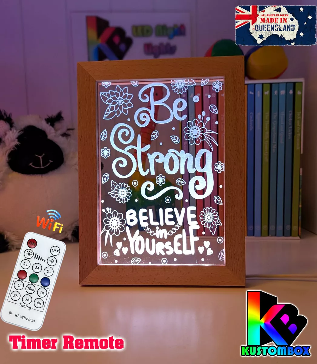 BE STRONG AND BELIEVE PERSONALISED NAME TIMBER WOOD LED NIGHT