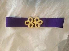 Vintage 80s Elastic Stretch Belt Purpl With Gold Buckle