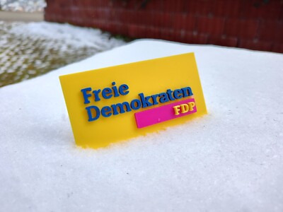 FDP-Schild/Aufsteller   hochwertig, stabil & auffällig für Deko & Events!