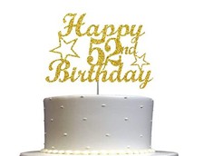 52 Birthday Cake Topper Gold Glitter, 52nd Party Decoration Ideas