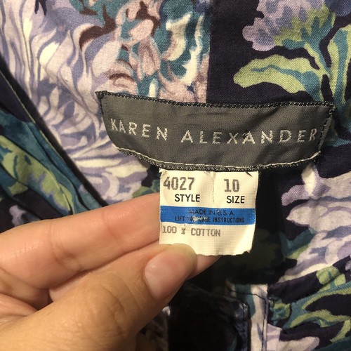 Karen Alexander Vintage blau lila Blumen Tee Kleid Größe 10 fällt kleiner aus 2 4 - Bild 3 von 5