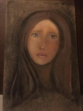 modern hand painted acrylic and mixed media painting on wood panel