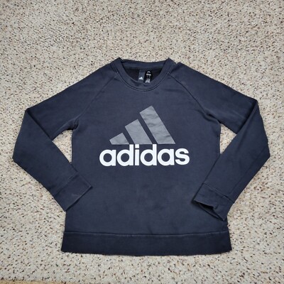 Adidas Sweatshirt Womens Large Black White Spell Out Sweater