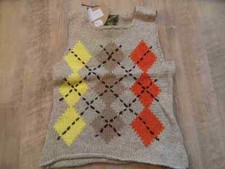 CARBONE beau pull losange beige taille 116 NEUF ST117