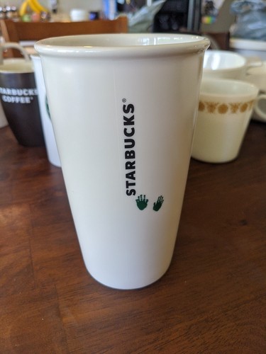 STARBUCKS 2015 Ceramic Tumbler Boy Painter Green Dot/hands Travel Mug 2015 - Picture 2 of 3