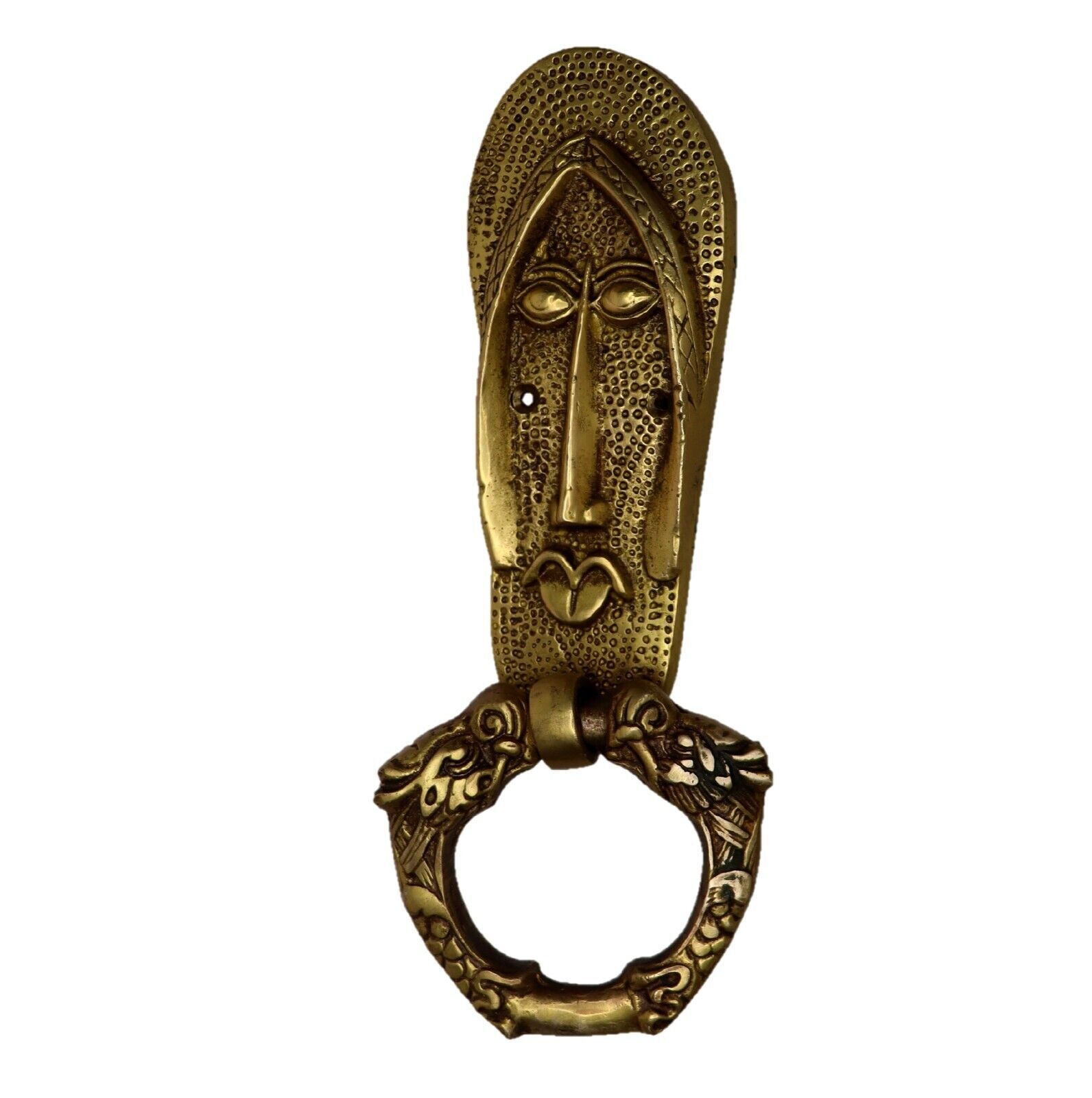 PANTOFOLA D’ORO Ciabatta artigianale in ottone con battiporta stile vittoriano a forma di volto umano