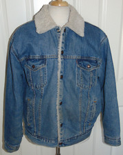VINTAGE LEVI'S DENIM TRUCKER JACKET SHERPA LINED LARGE MADE IN USA