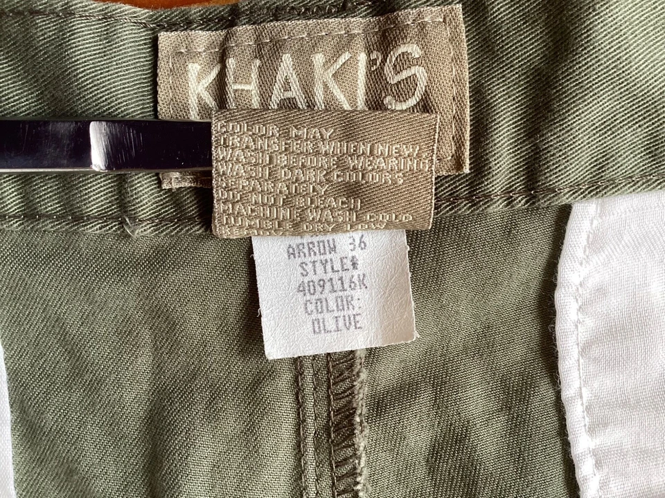 Pantalones Cortos Informales ARROW Talla 34 CAQUI’S Para Hombre Deporte Golf Viaje Algodón Oliva De Colección Foto 2 de 4