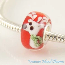Reindeer Christmas Murano Glass 925 Sterling Silver European Bead Charm Euro
