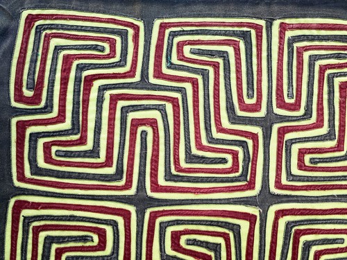KUNA PANAMA Geometrisches MOTIV MOLA Lateinamerikanisch Original VOLKSKUNST Quilt Textil - Bild 5 von 11