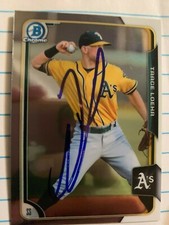 TRACE LOEHR 2014 BOWMAN CHROME OAKLAND ATHLETICS CARD SIGNED 