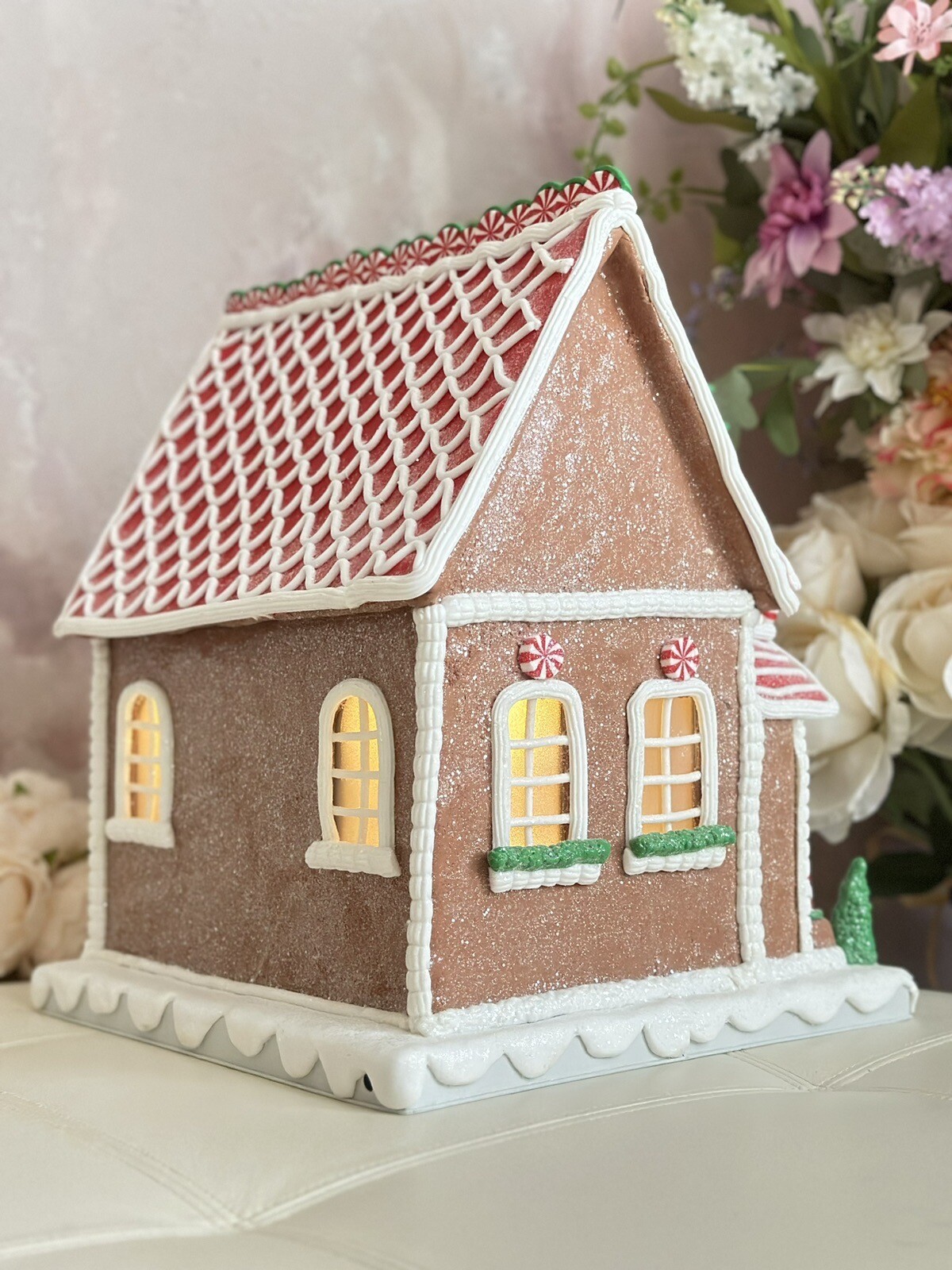 Christmas Gingerbread Peppermint House Mansion Lighted 15" NEW eBay