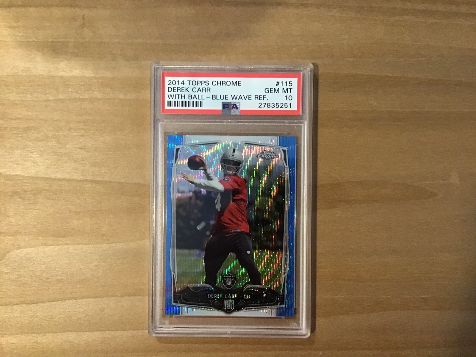 Derek Carr 2014 Topps Chrome Blue Wave Refractor Rookie RC #115 PSA 10 GEM MINT