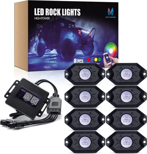 8Pcs RGB LED Rock Lights Underglow Underbody Bluetooth Car Lights for Truck UTV - Picture 17 of 18