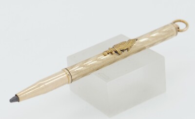 Vintage 1920's Gold Filled Dart Pattern Mini 2.0mm Pencil -Shriners Saladin Logo