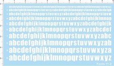 White Different Scale Military Letters Characters FONTS 11-2 Water Slide Decal