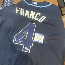 WANDER FRANCO SIGNED TAMPA BAY RAYS JERSEY BAS COA with El Patron Inscription