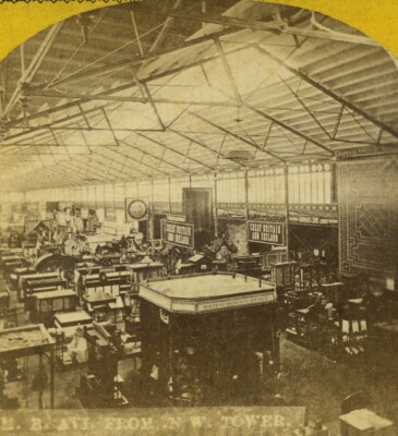 USA Philadelphia Centennial Exhibition British Exhibit Old Stereo Photo 1876