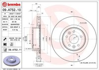 2X Brembo 09.A752.11 Bremsscheibe FüR Renault