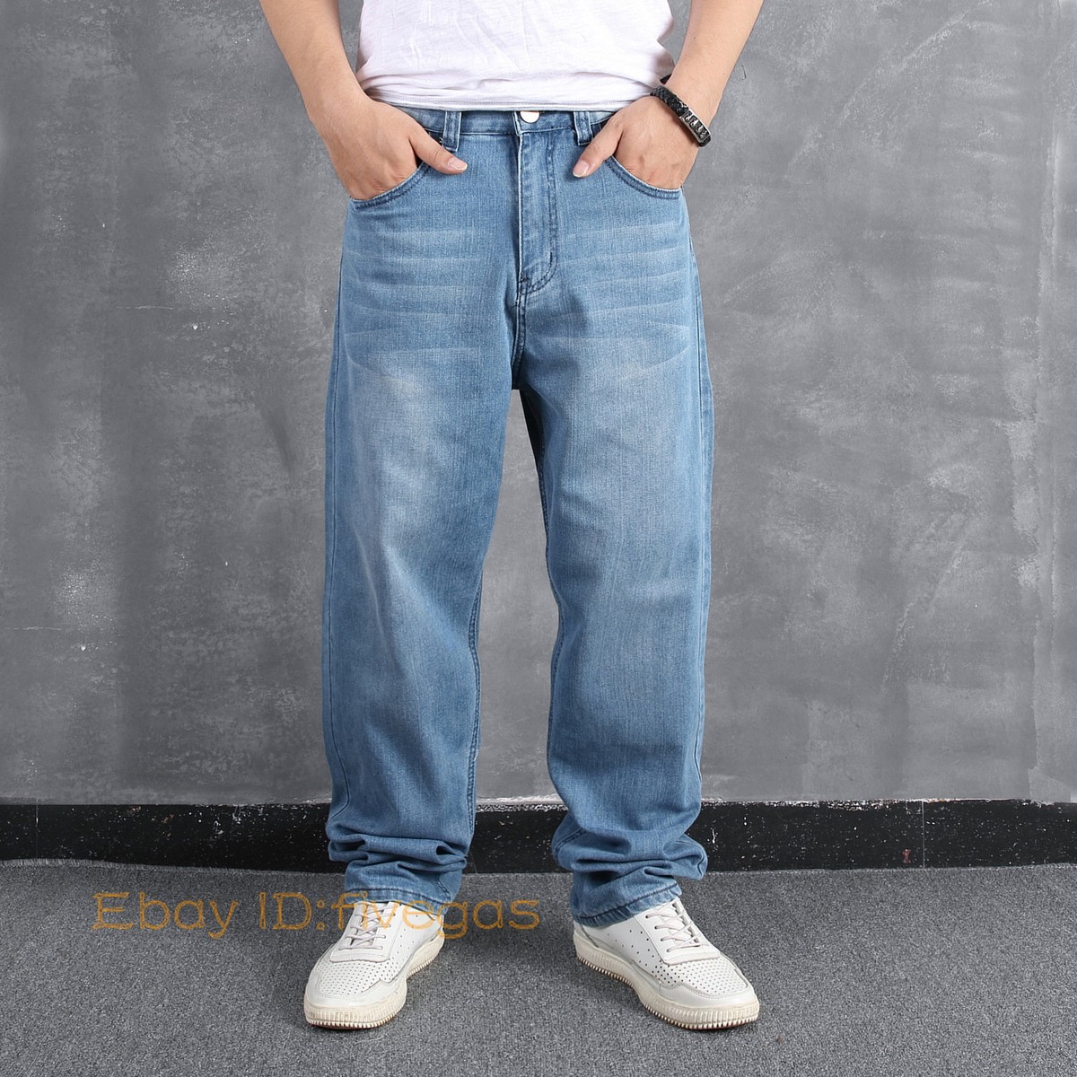 Men's Jeans Loose Hip Hop Rap Skateboard Pants Streetwear