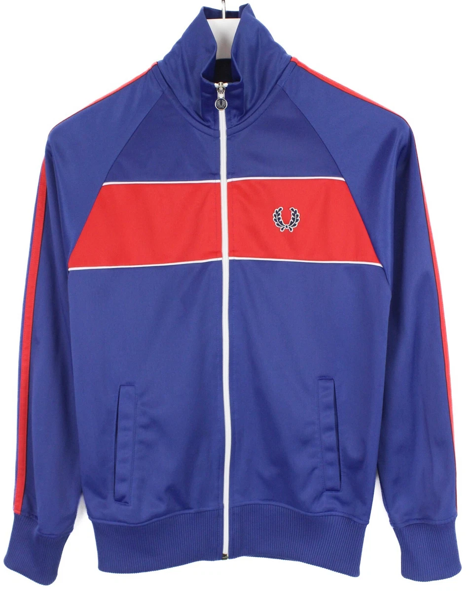FRED PERRY J4269 Sweatshirt Men s XS Full Zip Patch Logo Track Top