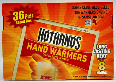 Hothands Hand Warmers Safe Natural Odorless Air Activated 8 hrs Heat BOX of 36