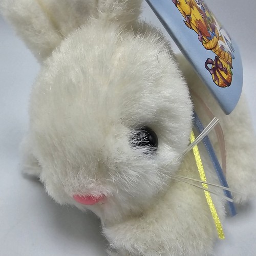 Mini animal de peluche de conejito de Pascua blanco 1989 Kids America - Imagen 2 de 8