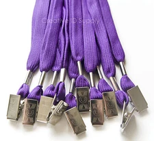 WHOLESALE 100 pcs PURPLE COLOR ID BADGES STRAP HOLDER NECK LANYARDS BULLDOG CLIP