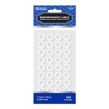 BAZIC White Round Reinforcement Label (544/Pack), pack of 24