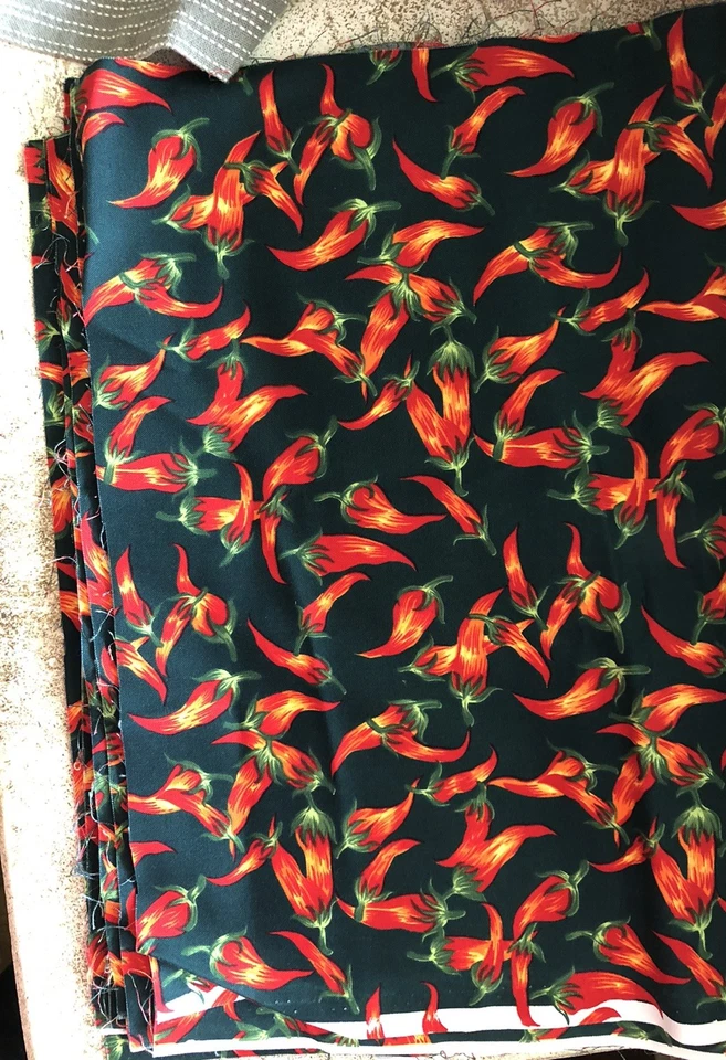 Hot Chilies Peppers Dark Green Fabric Rectangles 20 Pieces 14.5x15.5” Napkin Kit - Image 4 of 4