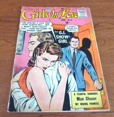 GIRLS IN LOVE #53  APRIL 1956  GOLDEN AGE CLASSIC   ''MAN CHASER''  GOOD+ 2.5