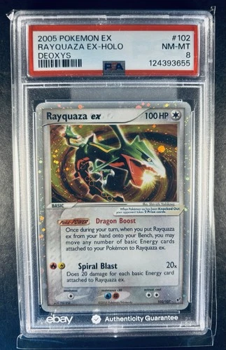 2005 POKEMON EX DEOXYS #102 RAYQUAZA EX-HOLO PSA 8