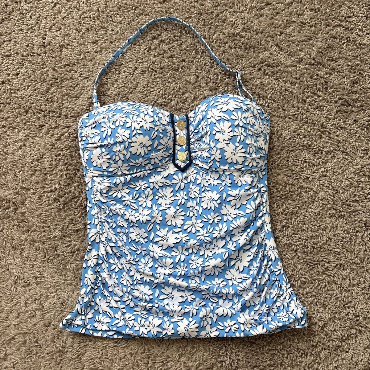 Lilly Pulitzer Bliss Halter Tankini Top In Macaw Blue Sweet Escape