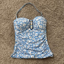 New Lilly Pulitzer Criston Tankini Top Lunar Blue Palm Beach Petals Blue Size 6