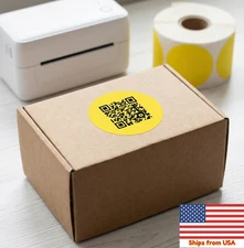 750pcs 2" Round Direct Thermal Sticker Labels Self-Adhesive Circle Tag QR Code
