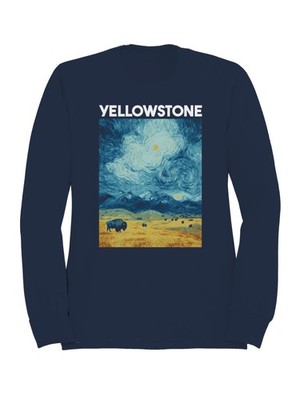 Starry Yellowstone Bison Night Men's Sweatshirt