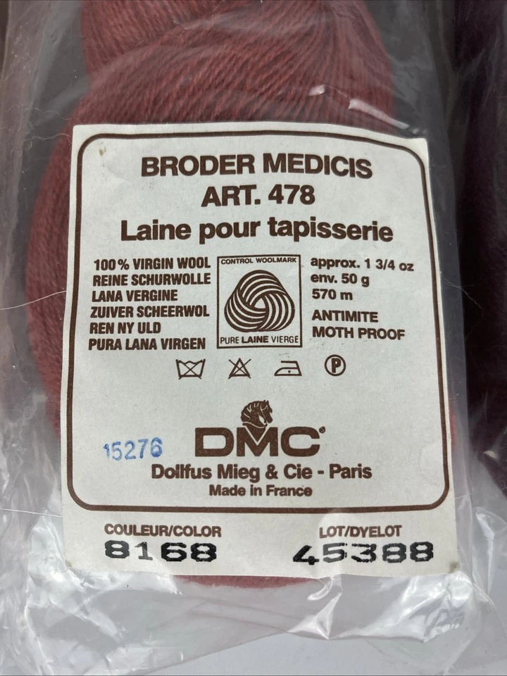 3 HKS VINTAGE DMC BRODER MEDICIS WOOL THREAD 623 YDS EA: Pink, Mauve, Eggplant - Image 3 of 4