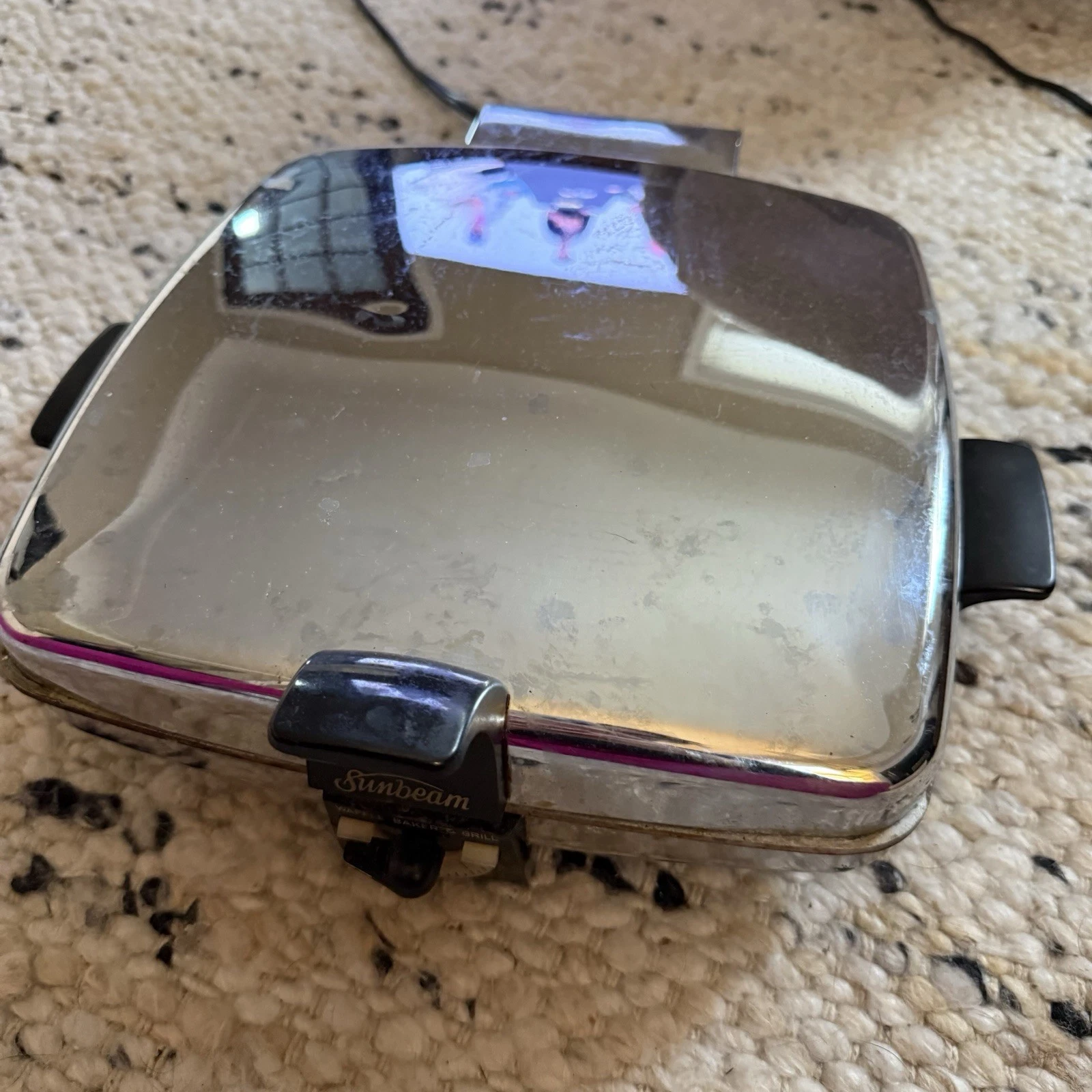 Vintage Sunbeam Chrome Waffle Baker & Grill Model CG - Dirty
