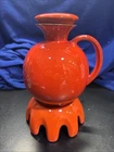 Frankoma Art Pottery Mid-Century Flame Orange Carafe with Lid and Warmer