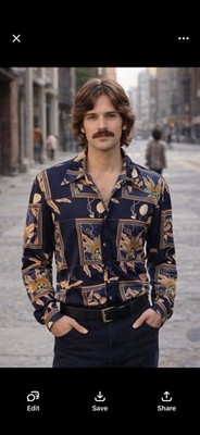 Retro 70 s Style Roland Disco Shirt Size Small  Vintage Disco Shirt