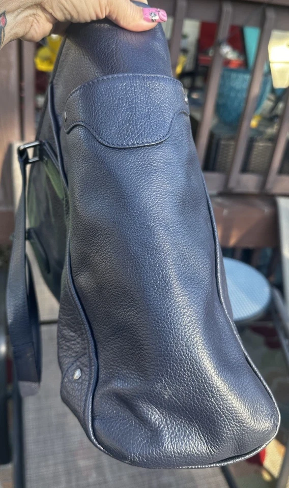 Large Coach Pebbled Leather Shoulder Bag Purse Diaper Bag Black Tote Weekender - Image 4 of 4