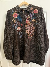 Johnny Was Workshop Embroidered Floral, Leopard, Zip Shirt XL And Pants L