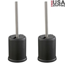 Self Closing Toilet Brush Holder Stainless Steel Hygienic Bristle Cleaning Set