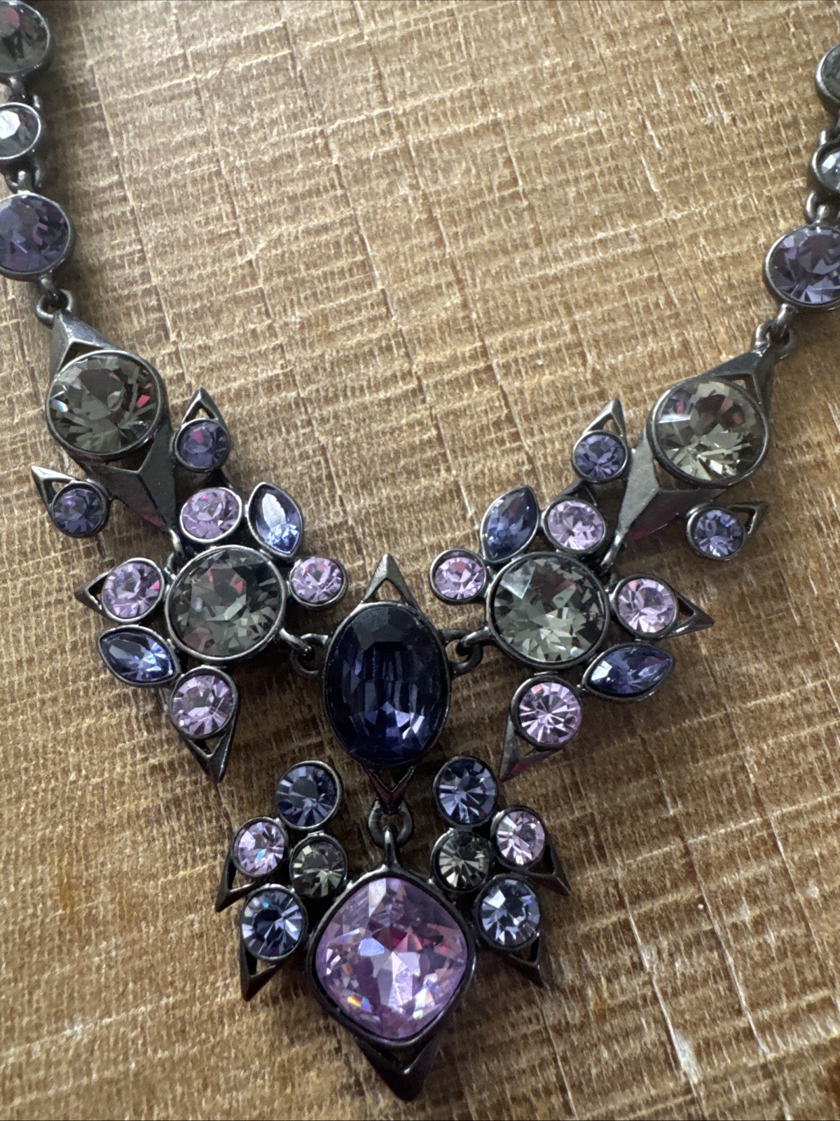 Beautiful Givenchy Statement Necklace Gunmetal Wi… - image 3