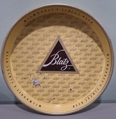 Vintage BLATZ BEER Metal Serving Tray Milwaukee's Finest Beer 13  Yellow Large