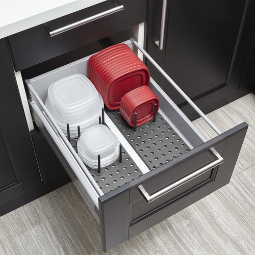 Armadio Cucina Organizer Regolabile Antracite 45x15x10 cm, Set 2 - Foto 7 di 24