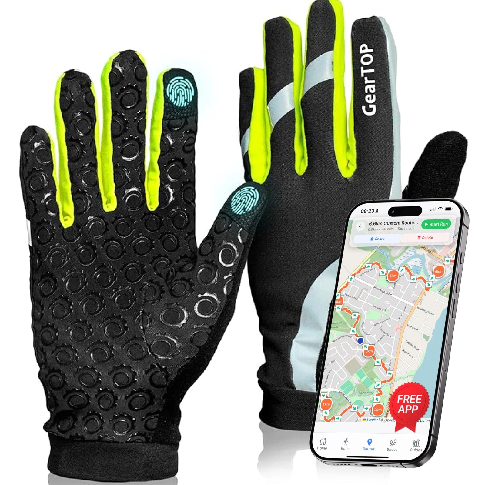 Running Gloves for Men & Women, Touchscreen Cold Weather Jogging Gear, Fluore...