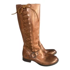 Born Women’s Estelle Brown Leather Lace Tall Boots Size-8