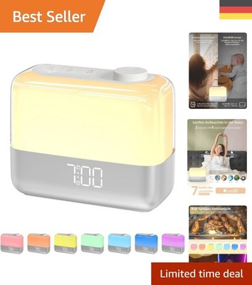 Meesmeek Sonnenaufgangswecker mit RGB Nachtlicht und 2 Alarmen für Schwerhörige